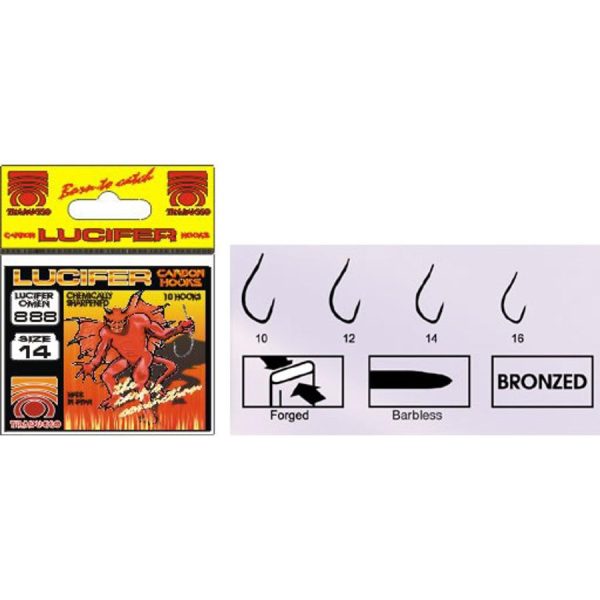 Trabucco Lucifer 777 Bronze 12 Plättchen, Widerhakenloser Haken 10Stk