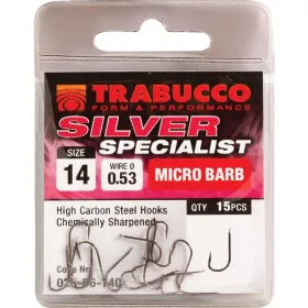   Trabucco Silver Specialist 14 Plättchen, Widerhaken Feeder Haken 15 Stk.