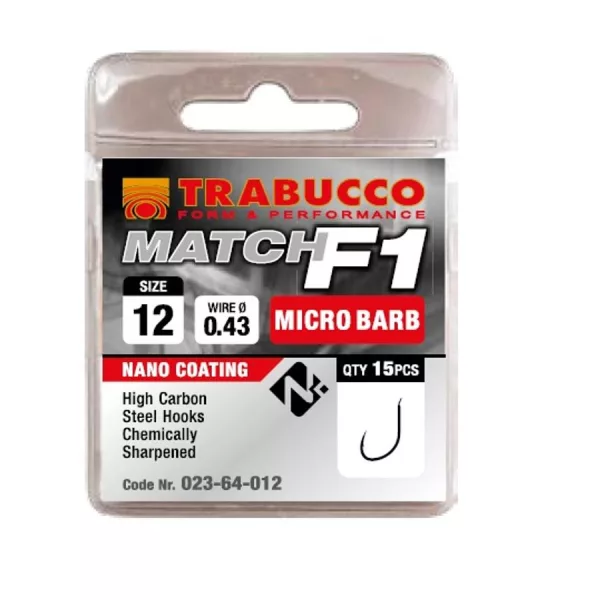 Trabucco F1 Match 16 Plättchenhaken mit Widerhaken 15 Stk.