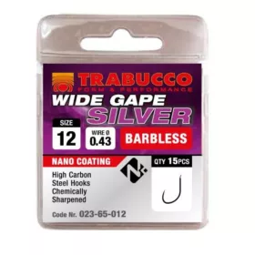   Trabucco Wide Gape Silver 16 Plattenhaken, Widerhakenloser Haken 15 Stk.