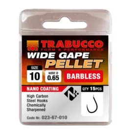   Trabucco Wide Gape Pellet 16 Plättchen, Widerhakenloser Haken 15 Stk.