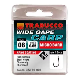   Trabucco Wide Gape Carp 14 Haken mit Platte, mit Widerhaken 15 Stk.