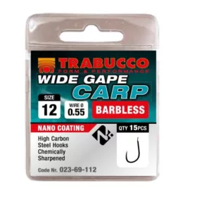   Trabucco Wide Gape Carp 12 mit Platte, Haken ohne Widerhaken 15 Stück