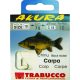 Trabucco Akura Carp 02 Plättchen, Widerhaken Monofil vorgebundener Haken 10Stk