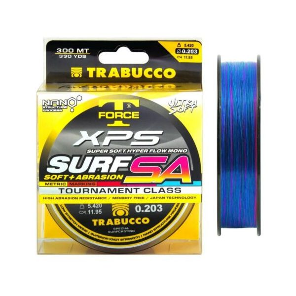 Trabucco T-Force XPS Surf Soft+Abrasion Mark System 300m 0,20mm Monofile Hauptschnur