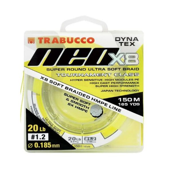 Trabucco Dyna-Tex Neo X8 300m 0,405mm Gelbe geflochtene Hauptschnur