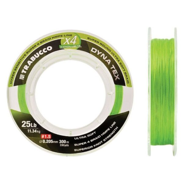 Trabucco Dyna-Tex X4 Power 150m 0,185mm Limettengelb Geflochtene Hauptschnur