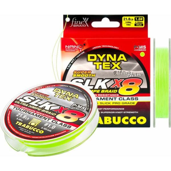 Trabucco Dyna-Tex SLK X8 SS 150m 0,084mm Lime Grün Geflochtene Hauptschnur