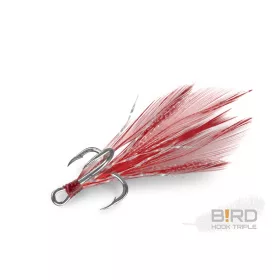 Delphin B!RD Hook TRIPLE / 3 Stk. rote Federn #10
