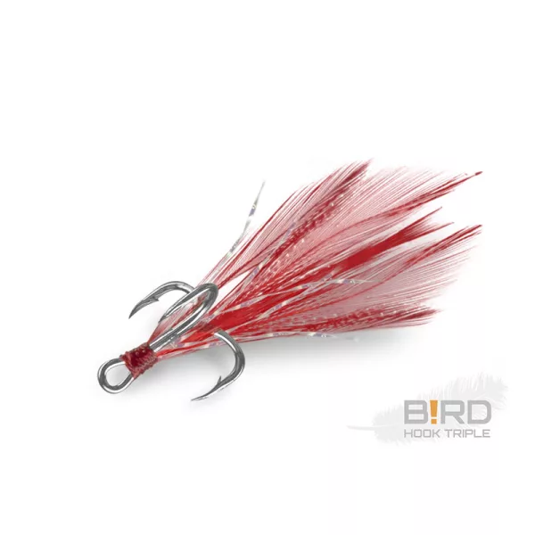 Delphin B!RD Hook TRIPLE / 3 Stk. rote Federn #8
