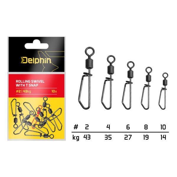 Delphin Rolling Swivel With T Snap - #4 Wirbel 10 Stk.