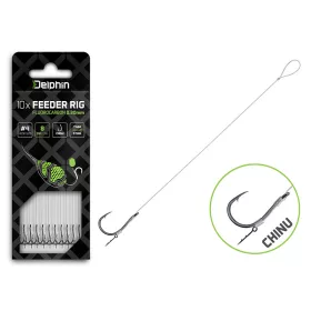   Delphin Fluoro Sting Feeder Rig 8cm Fluorocarbon vorgebundene 6 Chinu Haken 10 Stück