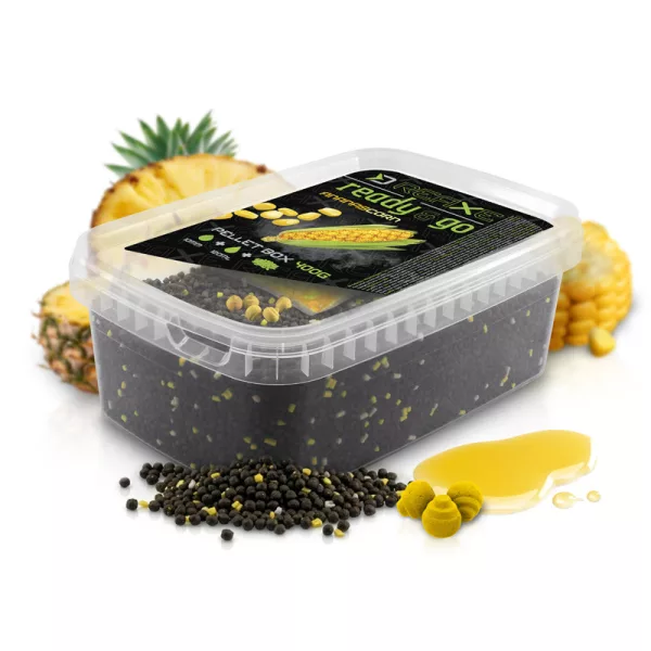 Delphin Reaxe Ready&Go Mais-Ananas Pellet Box 400gr + 120ml Booster und 10mm Wafters