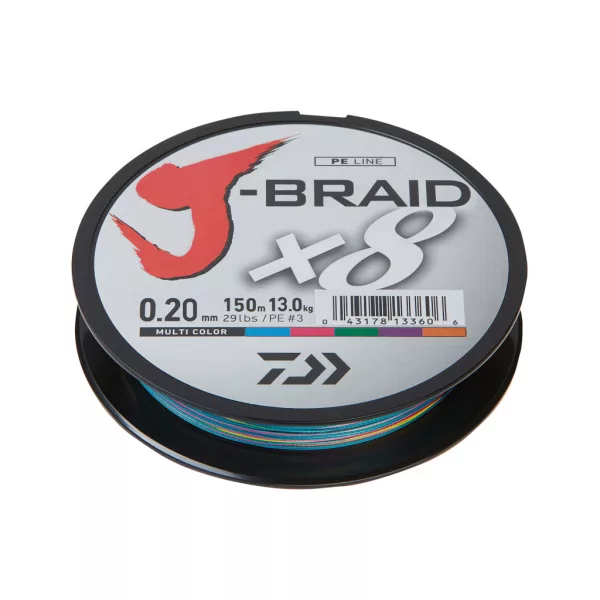 Daiwa J-Braid X8 Multi-Color 0,13mm 150m Geflochtene Hauptschnur