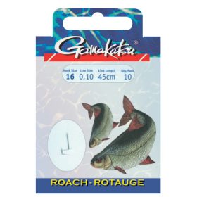   Gamakatsu Roach vorgebunden Silber 12 10 Stk./Packung Bojliehaken mit Plättchen und Widerhaken