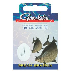   Gamakatsu Bream vorgebunden Silber 16 10Stk/Packung Plättchenhaken Widerhaken Boiliehaken