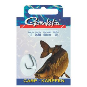   Gamakatsu Carp vorgebunden Schwarz 10 10Stk/Packung Plättchenhaken Widerhaken Boiliehaken