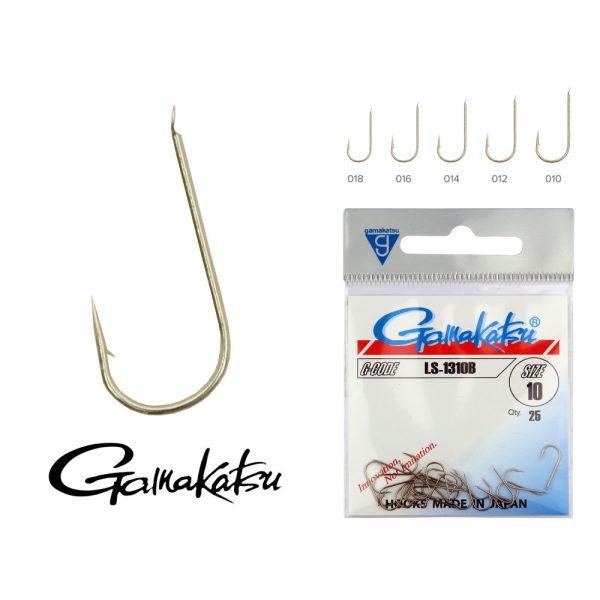 Gamakatsu LS-1310B/014 Bronze 14 25Stück/Packung Feederhaken mit Plättchen und Widerhaken