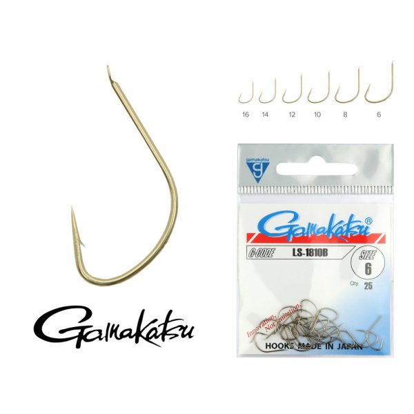 Gamakatsu LS-1810B/012 Bronze 12 25Stück/Packung Feederhaken mit Plättchen und Widerhaken