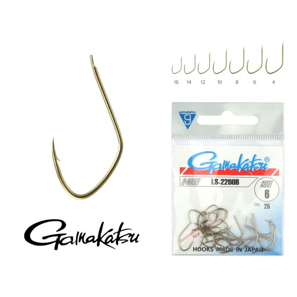 Gamakatsu LS-2260B/014 Bronze 14 25 Stk./Packung Matchhaken mit Plättchen und Widerhaken