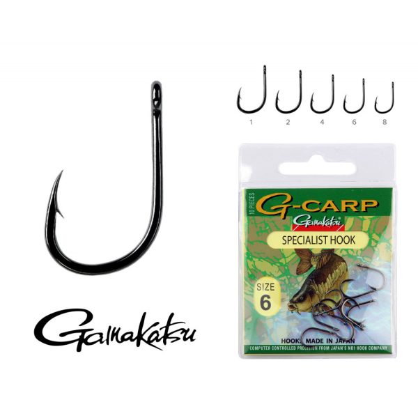 Gamakatsu G-Carp Specialist Schwarz 1/0 10 Stk./Packung Geöhrt Mit Widerhaken Feederhaken