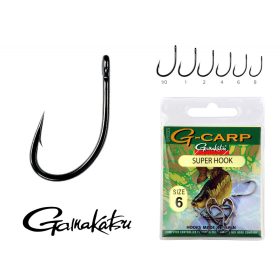   Gamakatsu G-Carp Super Schwarz 1/0 10Stk./Packung Öhrhaken mit Widerhaken Feederhaken