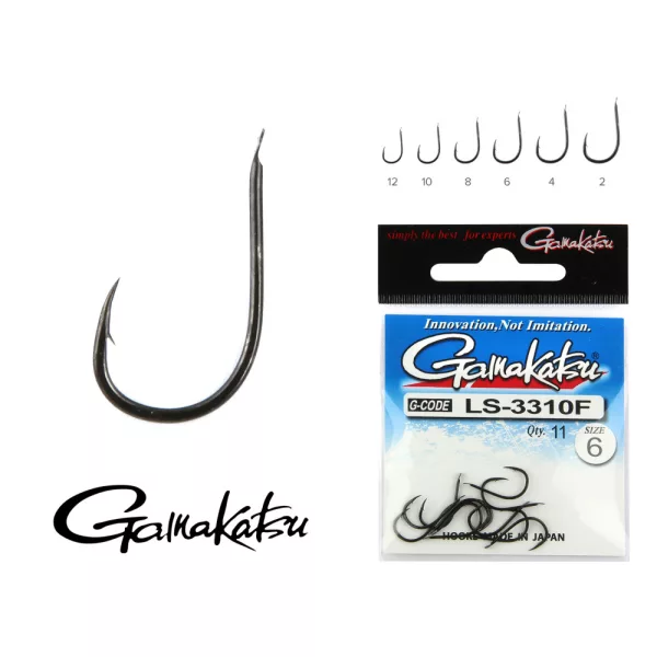 Gamakatsu LS-3310F/002 NL Schwarz 2 11 Stück/Packung Öhrhaken mit Widerhaken Feeder Haken