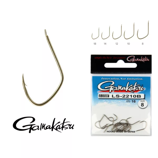 Gamakatsu LS-2210B/012 N/L Bronze 12 17 Stk./Packung Feederhaken mit Plättchen und Widerhaken