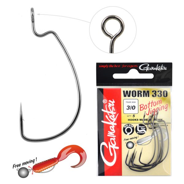 Gamakatsu Bks-Worm36 Zander Bronze 2/0 6 Stk./Packung Öhrhaken mit Widerhaken Raubfischhaken