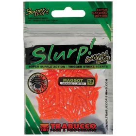   Trabucco Slurp Bait Maggot Orange Glitter Gelber Kunstmade 50 Stk.