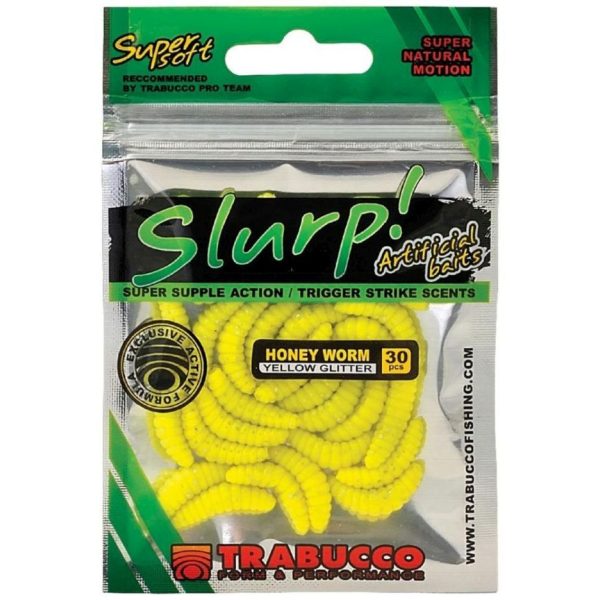 Trabucco Slurp Bait Honey Worm Yellow Glitter Gelbe Bienenlarve 30 Stk.