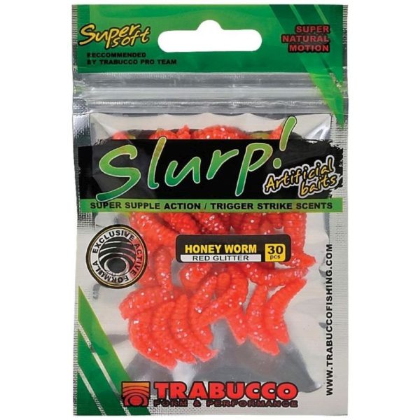 Trabucco Slurp Bait Honey Worm Red Glitter Blutrote Bienenlarve 30 Stück