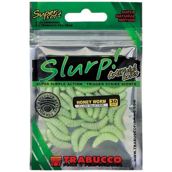 Trabucco Slurp Bait Honey Worm XL Flu Künstliche Bienenlarve 25 Stück