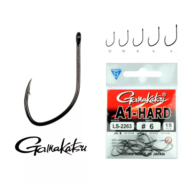 Gamakatsu LS-2260NSB/010 A1 Schwarz 10 15 Stk./Packung Feederhaken mit Plättchen und Widerhaken