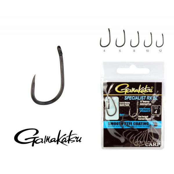 Gamakatsu G-Carp Hump Back Schwarz 10 10 Stk./Packung Mit Öhr Mit Mikro-Widerhaken Karpfenhaken