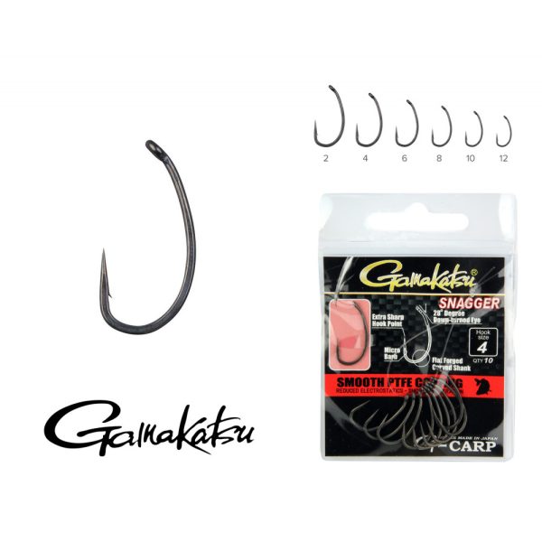 Gamakatsu G-Carp Wide Gape Super Schwarz 12 10 Stk./Packung Mit Öhr Mit Mikro-Widerhaken Karpfenhaken