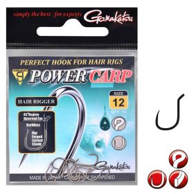   Gamakatsu Power Carp Hair Rigger Schwarz 14 10 Stk./Packung Feederhaken mit Öhr und Widerhaken