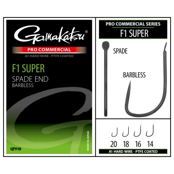 Gamakatsu Coars Pro-C F1 Super Spade A1 PTFE BL Plattenhaken, widerhakenlos #14