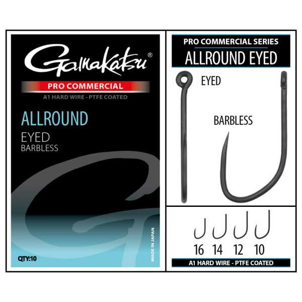 Gamakatsu Coars Pro-C Allround Eyed A1 PTFE BL Widerhakenloser Haken mit Öse #16