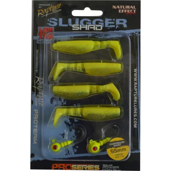Rapture Slugger Shad Set 5,5cm Leuchtend 4+2 Stk. Kunstköder Set
