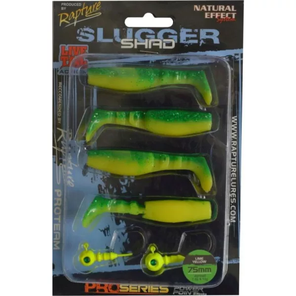 Rapture Slugger Shad Set 7,5cm Lime Yellow 4+2 Stk. Kunstköder-Set