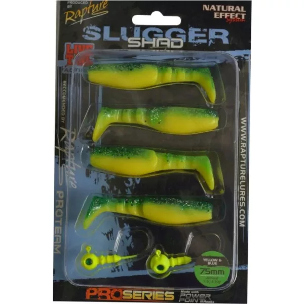 Rapture Slugger Shad Set 7,5cm Yellow / Blue 4+2 Stk. Kunstköder-Set