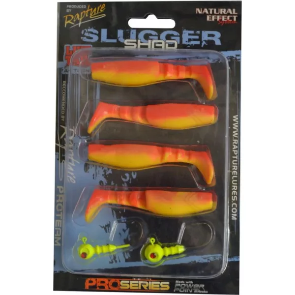 Rapture Slugger Shad Set 7,5cm Flame Yellow 4+2 Stk. Kunstköder-Set