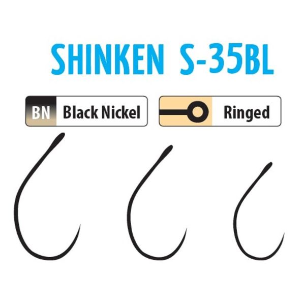 Trabucco Shinken Hooks S-35BL BN #8 Widerhakenloser Haken für Spinner 10 Stk.