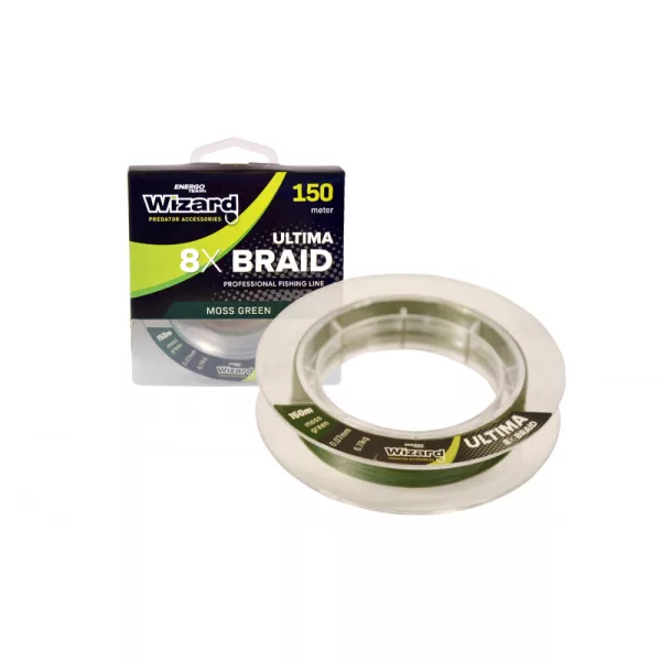 Wizard Ultima 8X Braid Moosgrün 0,14mm 150m Geflochtene Hauptschnur
