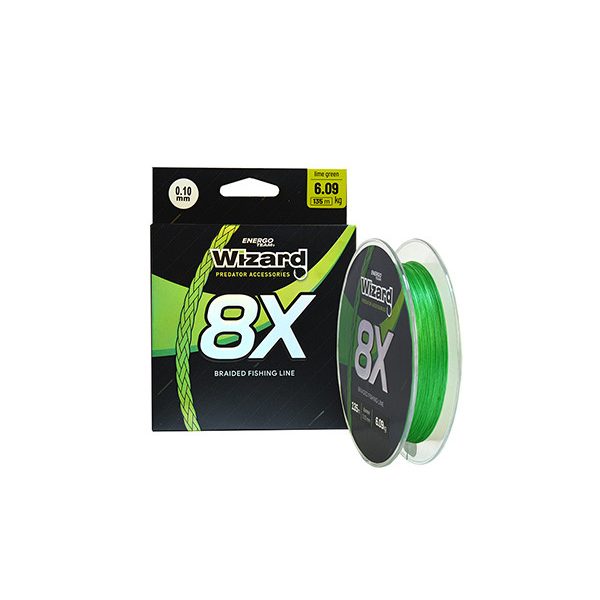 Wizard 8X Lime Green 0,12mm 135m Geflochtene Schnur