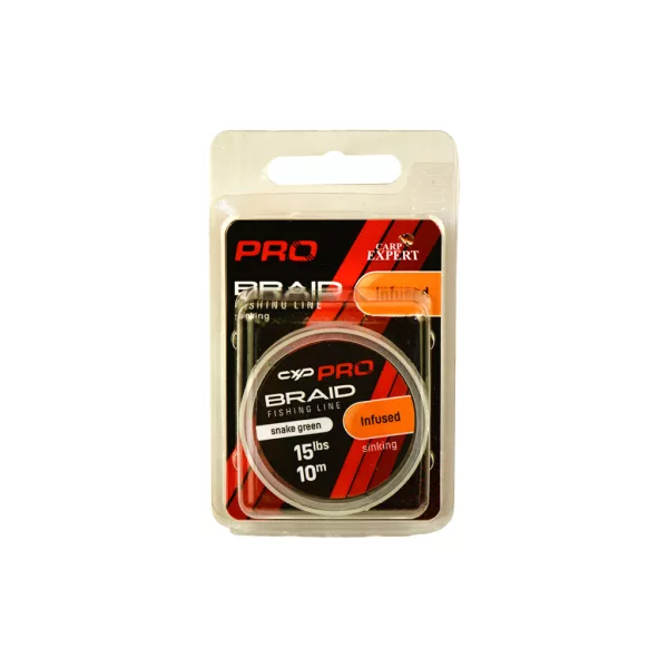 Carp Expert Pro Infused Snake Green 15lbs Geflochtene Sinkende Vorfachschnur 10m