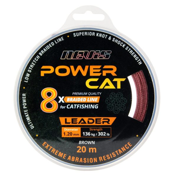 Nevis Powercat Braid Leader X8 20m 0.80mm Geflochtene Vorfachschnur-Braun