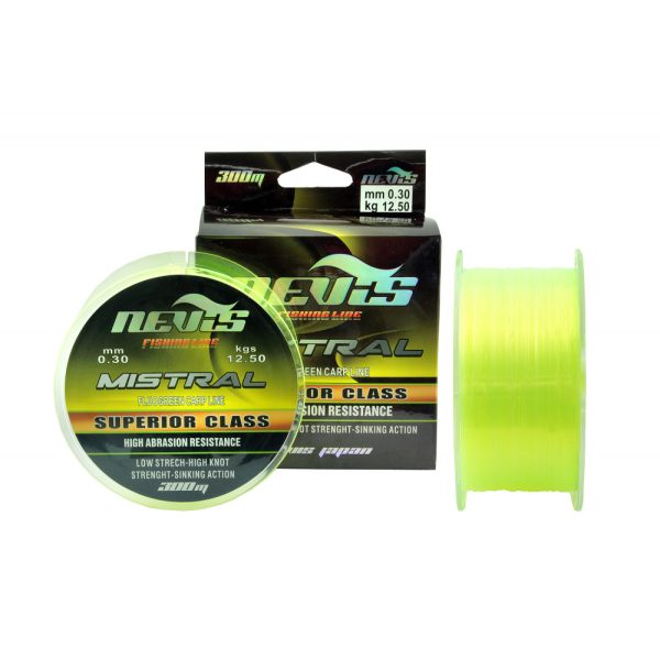 Nevis Mistral Fluo 300m 0.22mm Monofile Hauptschnur-Fluo Grün