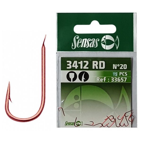 Sensas Feeling 3412 Pink 18, Brassenhaken mit Plättchen und Widerhaken, 15 Stk.